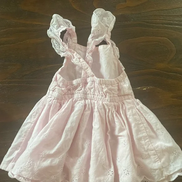 18m bundle pink heart overall, striped romper and delicate dress - Picture 3 of 10